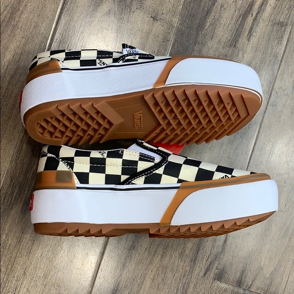 vans checkerboard stacked slip on sneaker